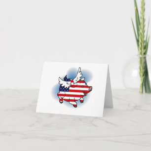 July 4 Patriotic Flying Pig Independence Day Card