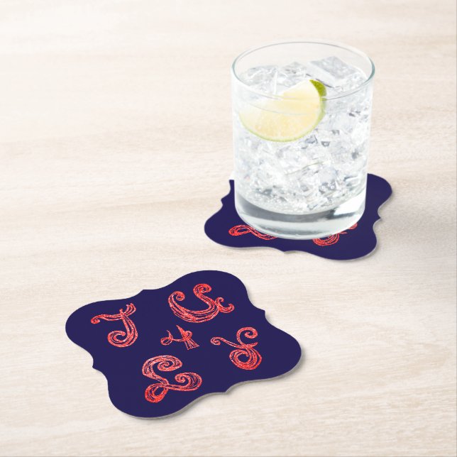 July 4 Sparkling Fabric Font Paper Coaster (Insitu)