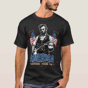 July 4Th Abe Lincoln Playing Electric T-Shirt