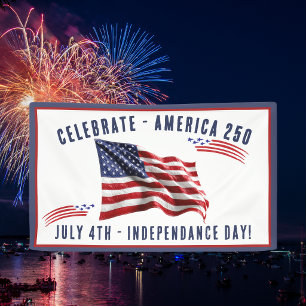 July 4th American Flag Independence Day Party  Banner