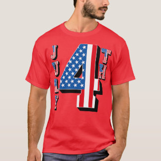 July 4th American Flag Text T-Shirt
