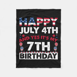 July 4th And Yes It's My 7th Birthday Independence Fleece Blanket