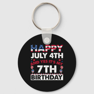 July 4th And Yes It's My 7th Birthday Independence Key Ring
