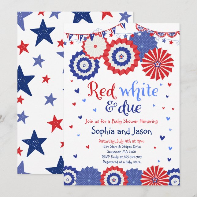 July 4th Baby Shower Invitation 4th of July Shower (Front/Back)