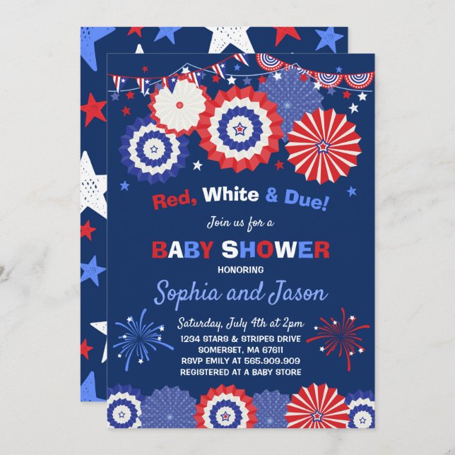 July 4th Baby Shower Invitation 4th of July Shower (Front/Back)