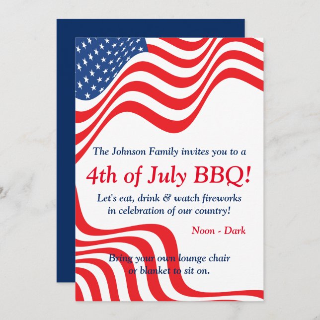 July 4th BBQ Celebration Invitation (Front/Back)