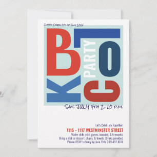July 4th Block Fest Retro Type Neighbourhood Party Invitation