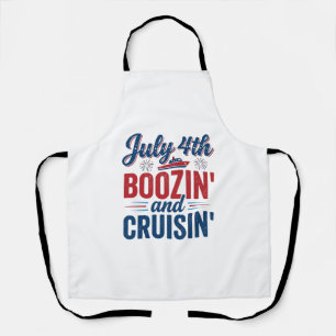 July 4th Boozin And Cruisin Vintage Boat Shirt_1 Apron