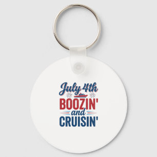 July 4th Boozin And Cruisin Vintage Boat Shirt_1 Key Ring