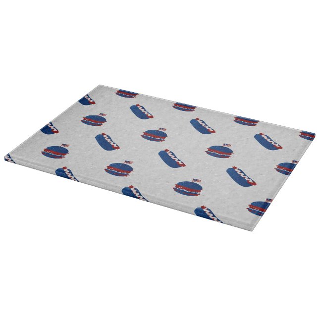 July 4th Burger & Hot Dog Glitter Cutting Board (Corner)