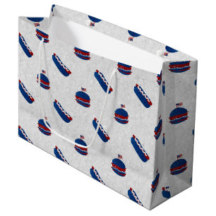 July 4th Burger & Hot Dog Glitter Large Gift Bag