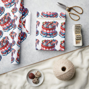 July 4th Cake  Wrapping Paper