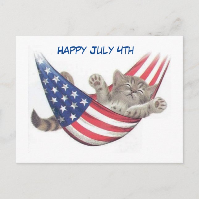 July 4th Cat Holiday Postcard (Front)