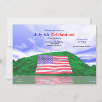July 4th Celebration US Flag and Green Hills