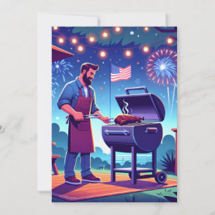 July 4th Cookout Custom Party Invitation