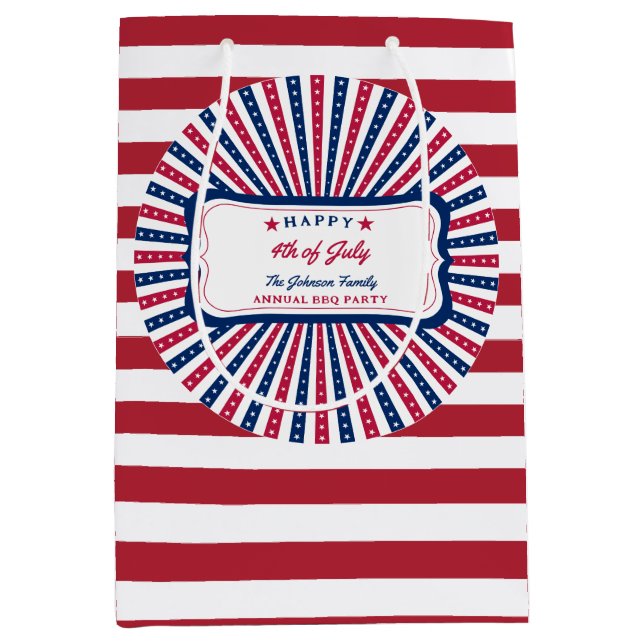 July 4th Custom American Family Summer BBQ Party Medium Gift Bag (Front)