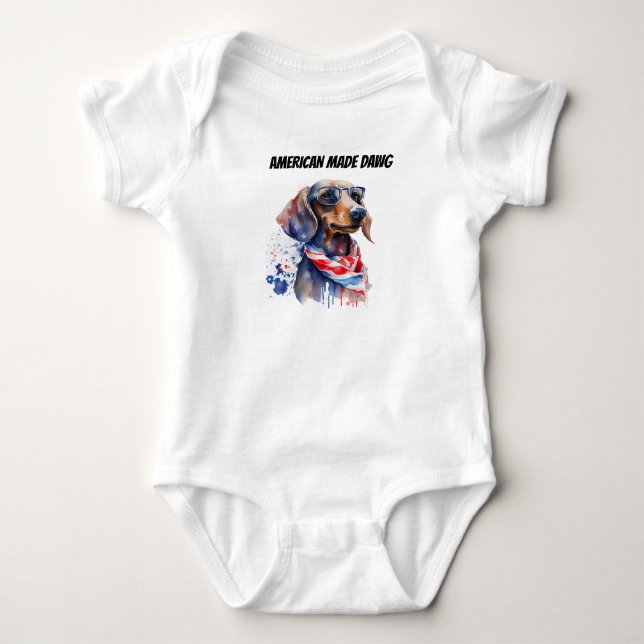 July 4th Dachshund Baby Bodysuit (Front)