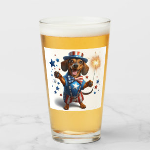 July 4th Dachshund Beer  Glass