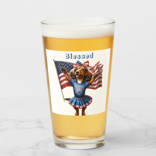 July 4th Dachshund Beer  Glass (Front Filled)