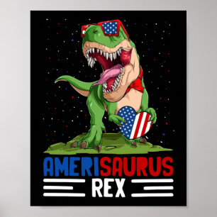 July 4th Dinosaur Veterans Day Amerisaurus Rex Poster