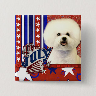 July 4th Firecracker - Bichon Frise 15 Cm Square Badge