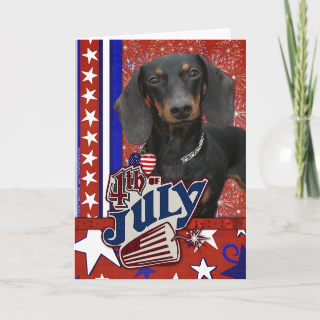 July 4th Firecracker - Dachshund Card (Front)