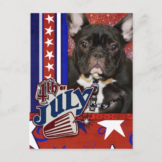 July 4th Firecracker - French Bulldog Postcard (Front)
