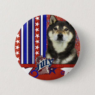 July 4th Firecracker - Shiba Inu - Yasha 6 Cm Round Badge