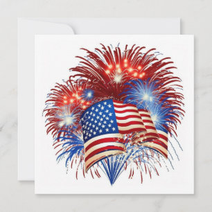 July 4th fireworks Flat Holiday Card