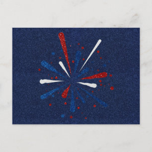 July 4th Fireworks Glitter Postcard