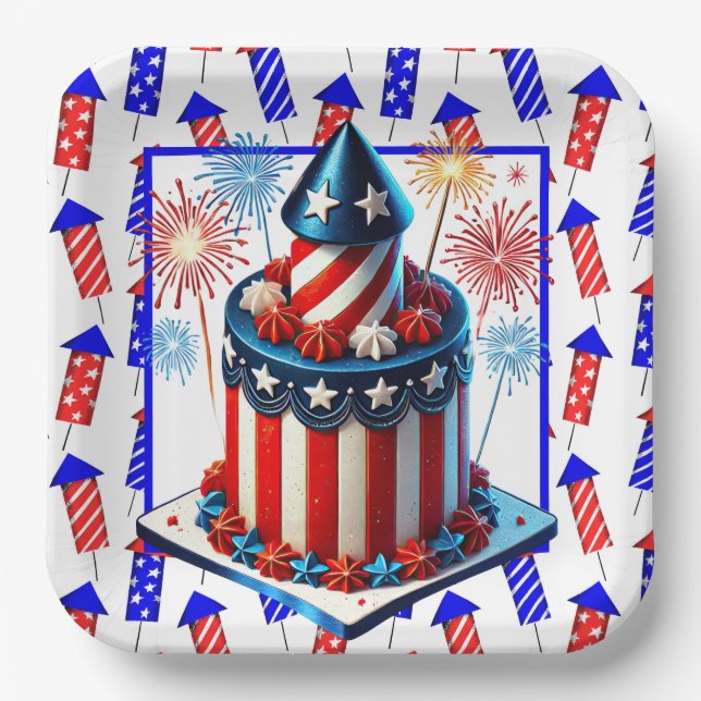 July 4th Fireworks Paper Plate (Front)