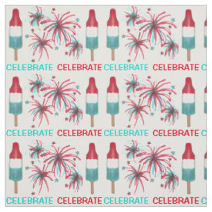 July 4th Fireworks Rocket Pop Popsicles Celebrate Fabric