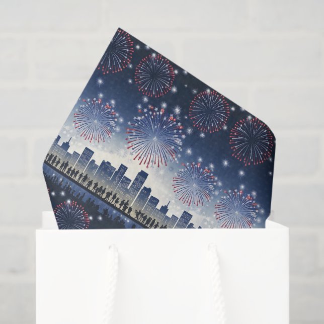 July 4th Fireworks Skyline 1776–2026 Festive Gift Tissue Paper (Gift Bag)