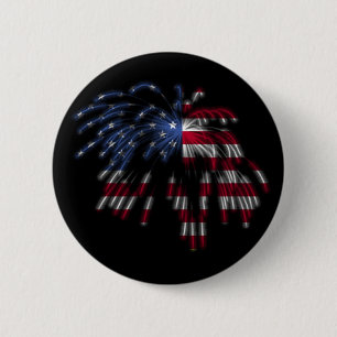 July 4th Fireworks & the American Flag in Lights 6 Cm Round Badge