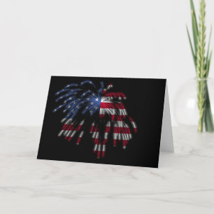 July 4th Fireworks & the American Flag in Lights Card