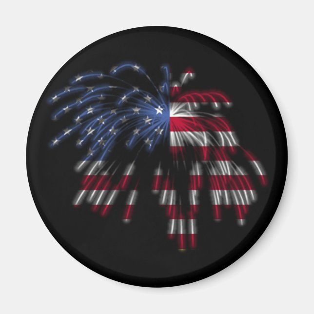 July 4th Fireworks & the American Flag in Lights Magnet (Front)