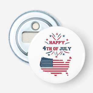 July 4th Fireworks USA Red White Blue Flag Bottle Opener