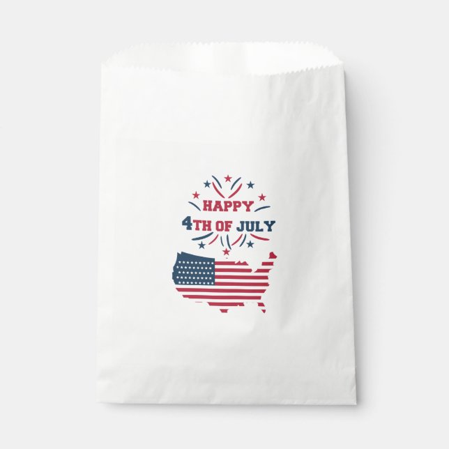 July 4th Fireworks USA Red White Blue Flag Favour Bags (Front)