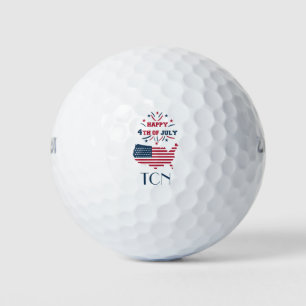 July 4th Fireworks USA Red White Blue Flag Golf Balls
