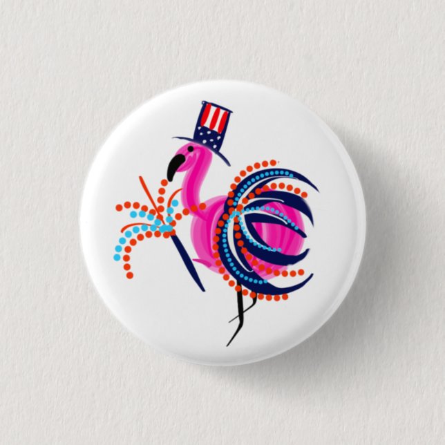 July 4th Flamingo Button (Front)