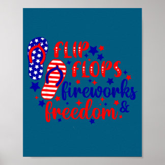 July 4th flip flops fireworks &amp; freedom poster
