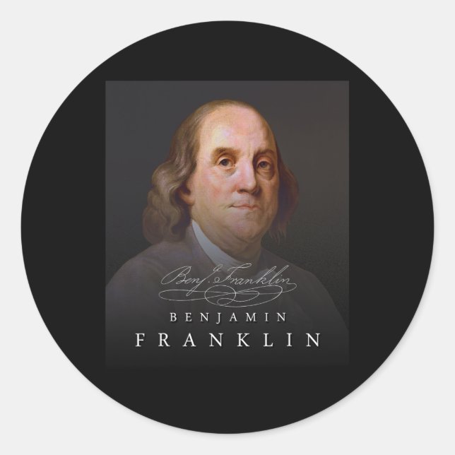 July 4th Founding Father Ben Benjamin Franklin Tee Classic Round Sticker (Front)