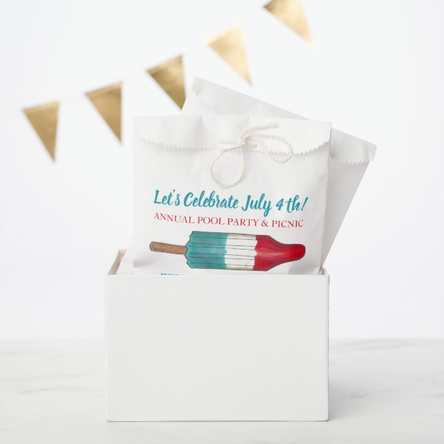 July 4th Fourth Party Rocket Ice Pop Popsicle Favour Bags (Party)