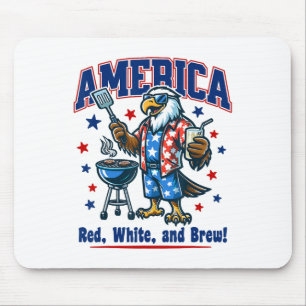 July 4th Fun American Patriotic Cartoon Usa Bbq De Mouse Pad