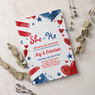 July 4th Gender Reveal Party Invitation