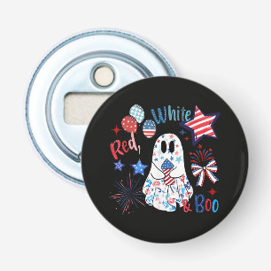 July 4th Ghost Red White Boo Patriotic Halloween Bottle Opener