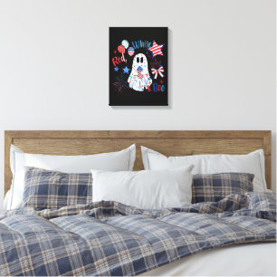 July 4th Ghost Red White Boo Patriotic Halloween Canvas Print