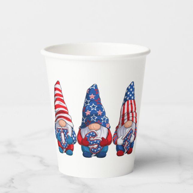 July 4th Gnomes Paper Cups (Front)