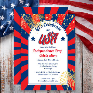 July 4th Independence Day Celebrate the USA Party  Invitation
