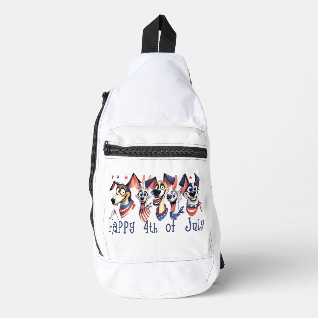 July 4th. Independence Day. Funny Dogs Sling Bag (Front)